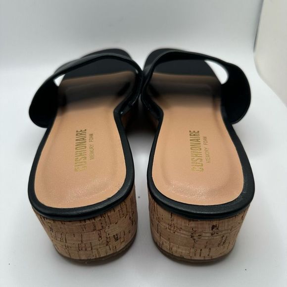 CUSHIONAIRE Women's cork wedge sandal +Memory Foam 11 BLACK - Picture 5 of 8